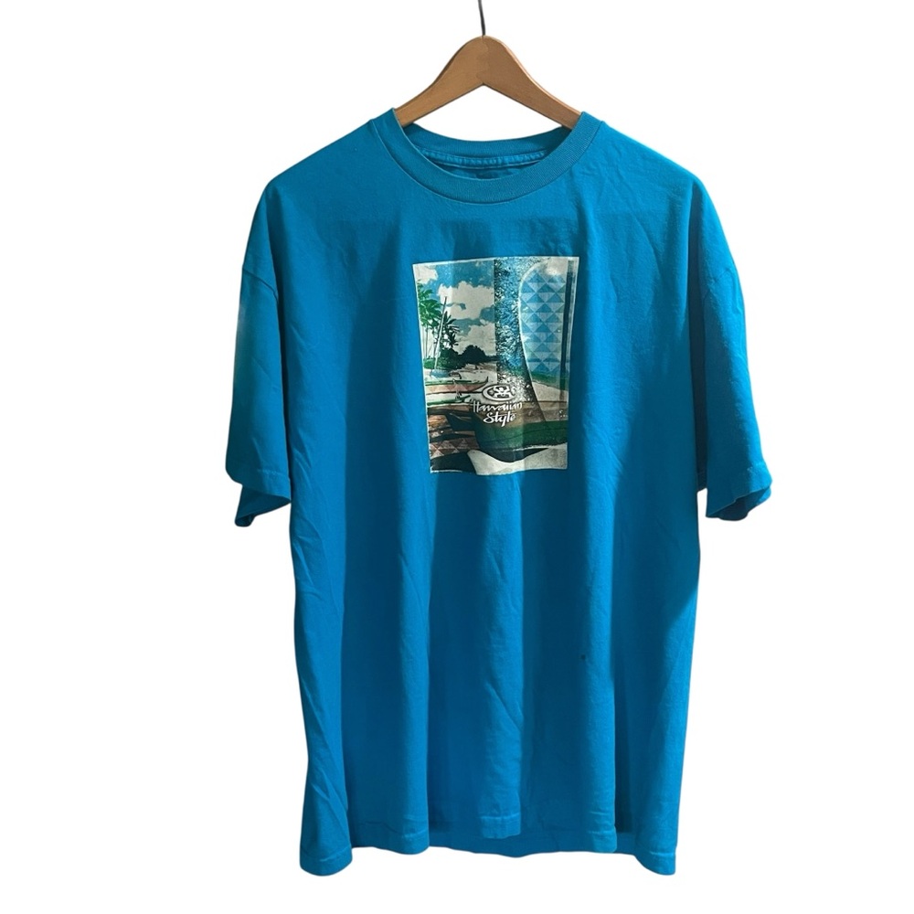 Hawaiian Style Blue Graphic T-Shirt XL